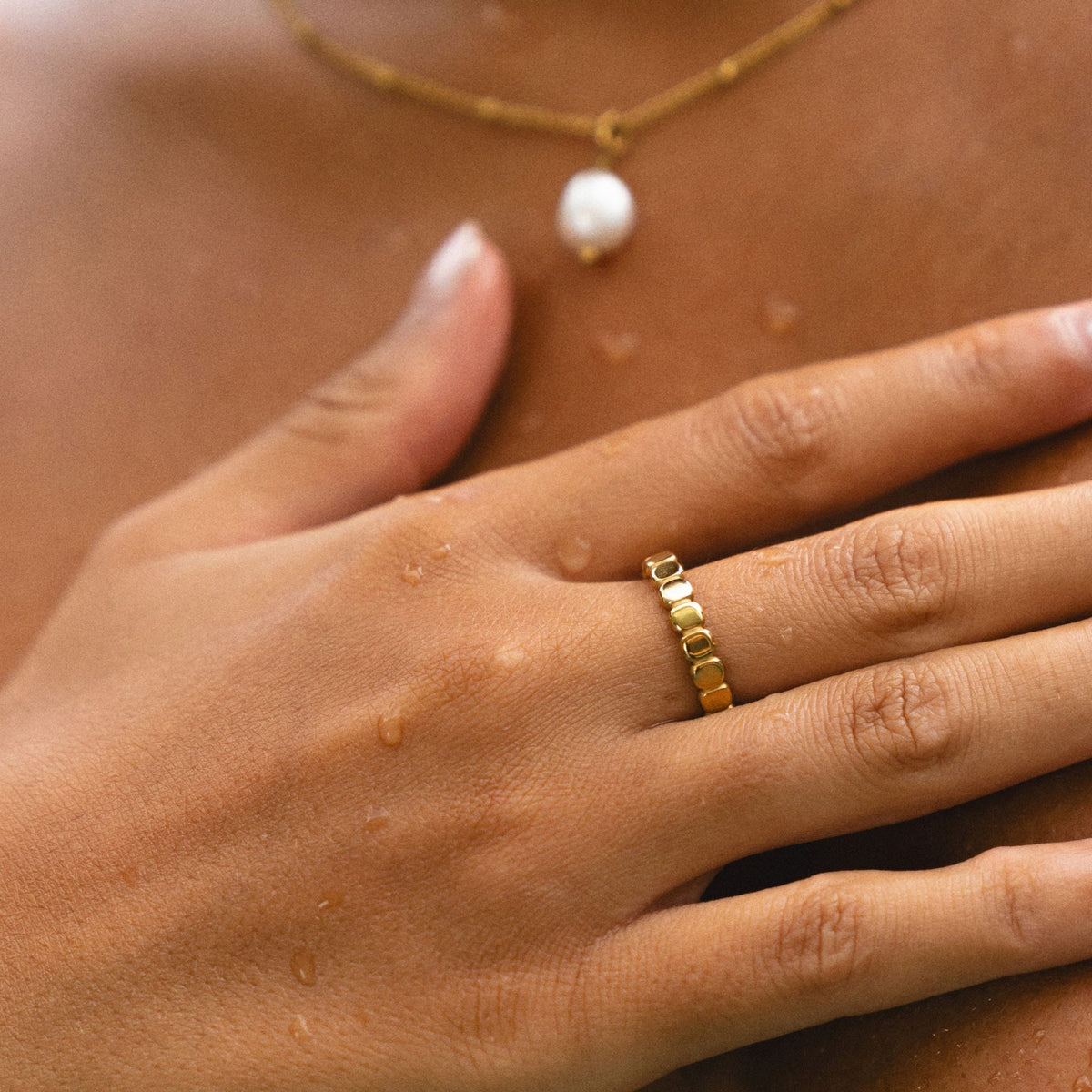 Elina Beaded Ring - Timeless Gold and Silver Band