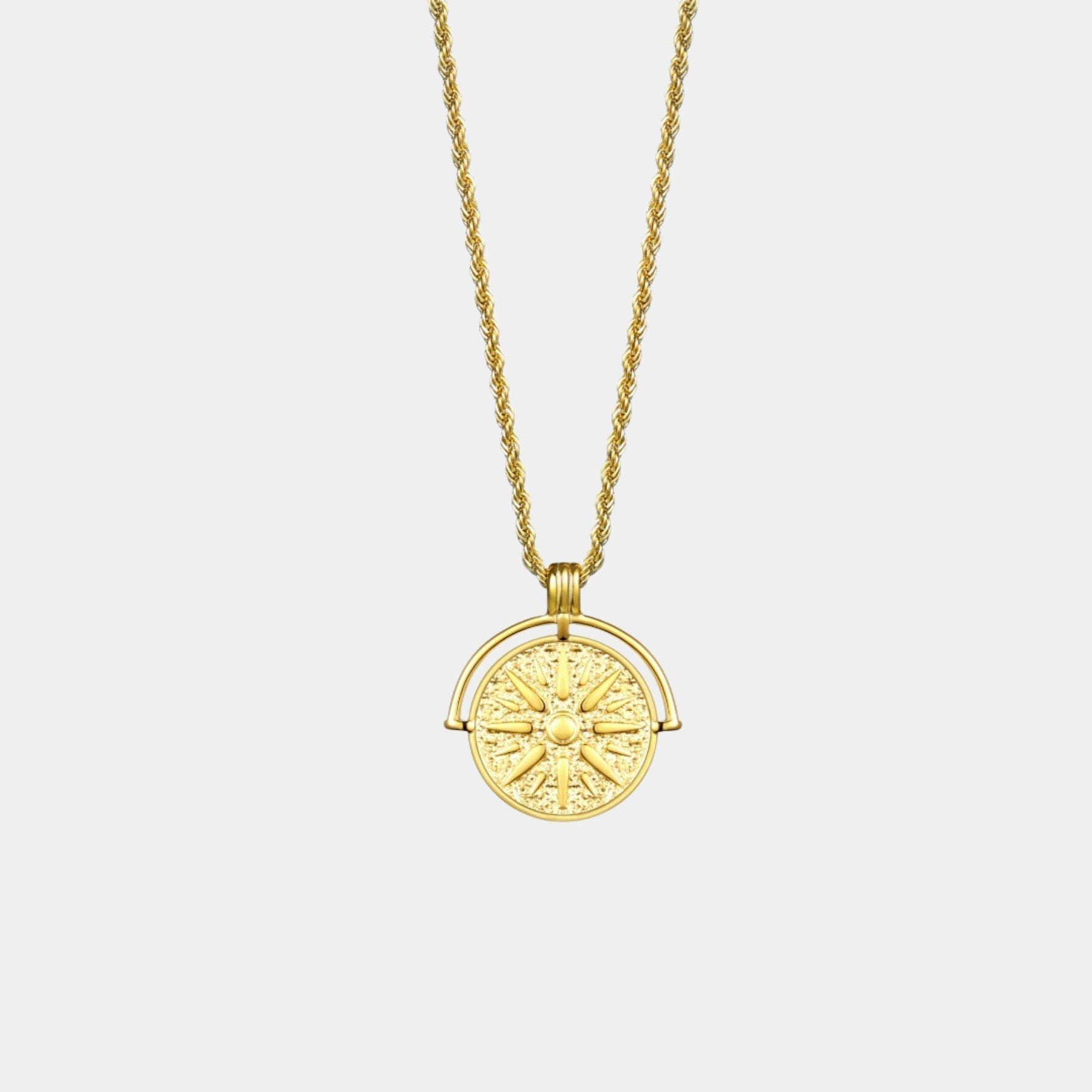Aurora Sun Pendant Necklace - Radiant Gold Sun Charm