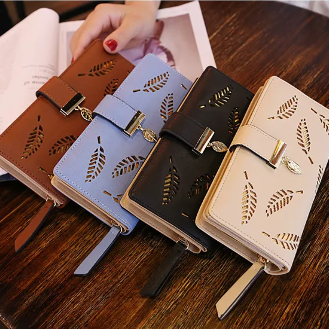 GoldenLeaf - Luxury Leather Wallet with Leaf Design