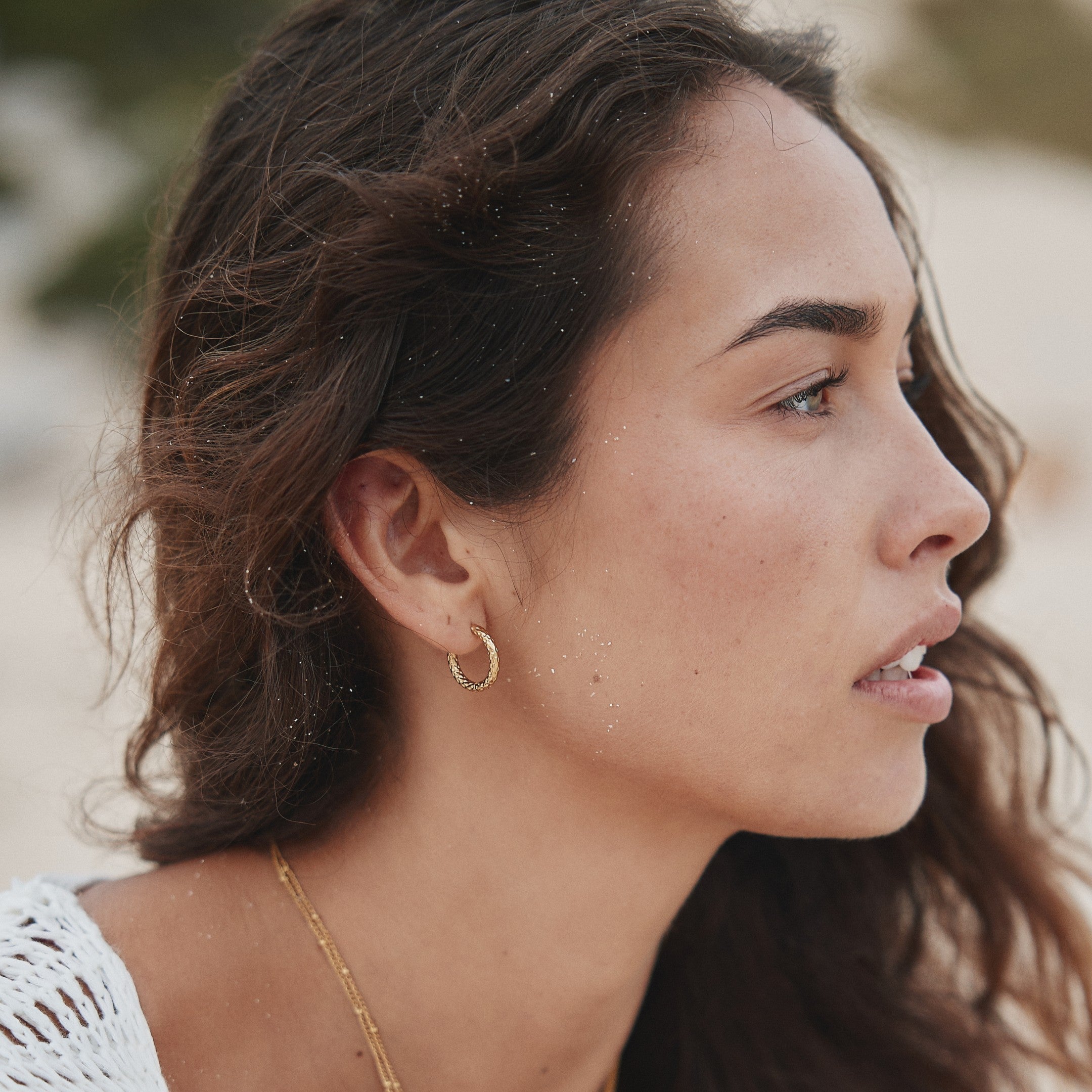 Livia - Sparkling Hammered Hoop Earrings for Women