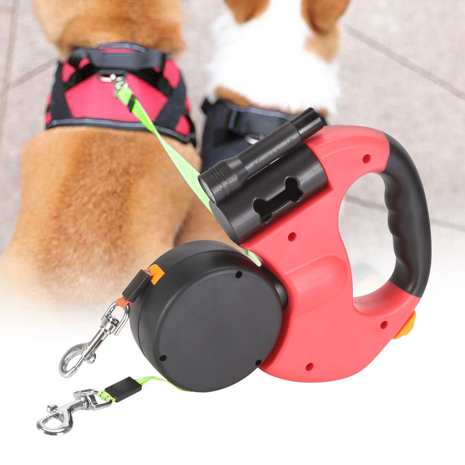 ProPet Duo - Retractable Double Dog Leash with Light