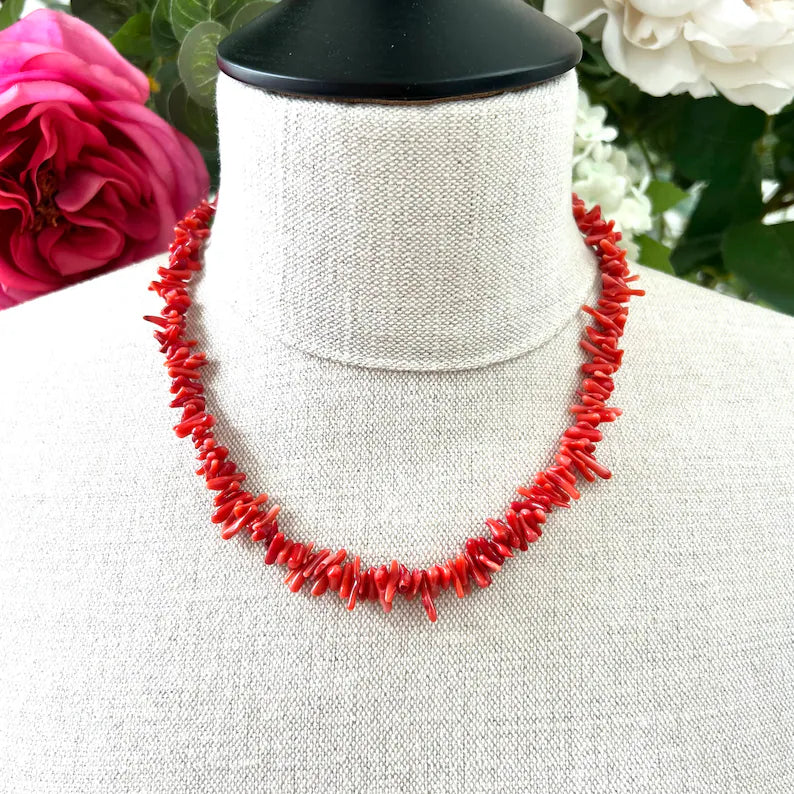 Red Coral - Beaded Necklace for Women