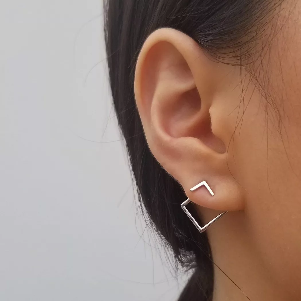 Celestia - Geometric Silver Earrings for Women