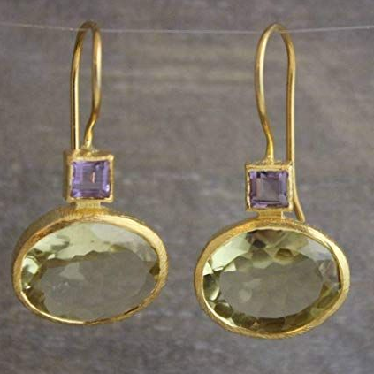 Lucinia - Vintage Gold Green Crystal Earrings for Women