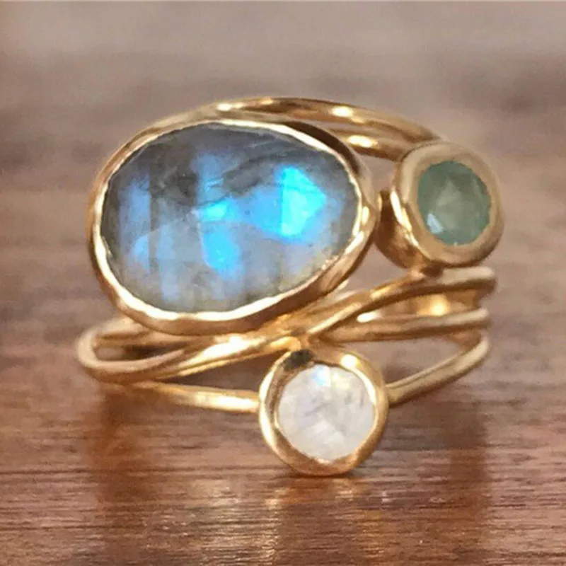 Sophia - Golden Boho Crystal Ring for Women