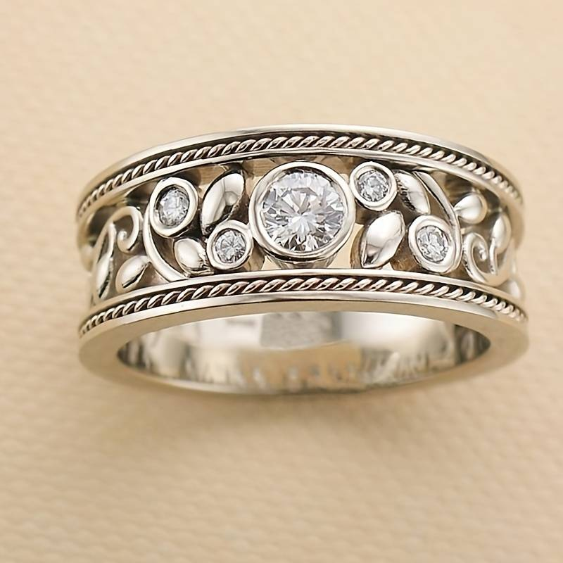 Lucienne - Vintage Silver Zirconia Ring for Women