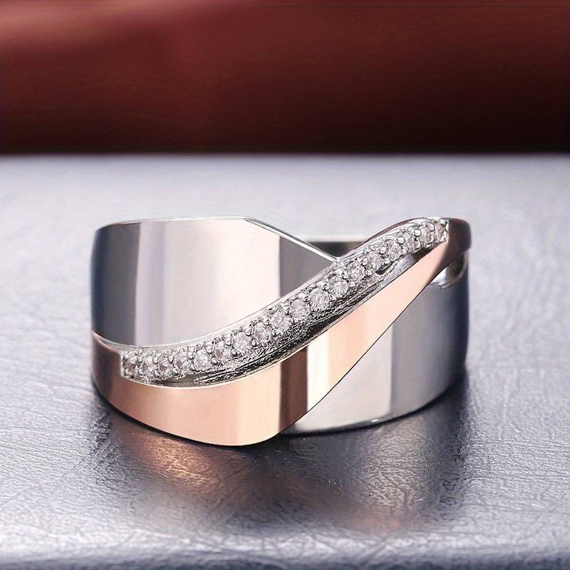 Elviana - Vintage Zirconia Ring in Rose Gold & Silver for Women