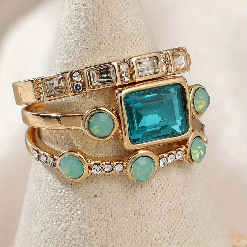 Lunara - Vintage Blue Crystal Ring for Women