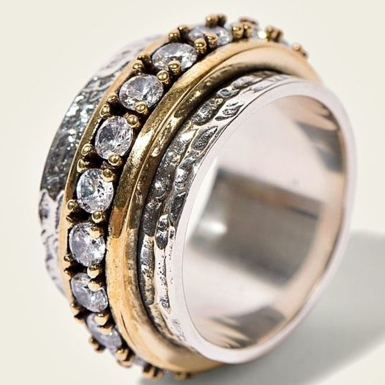Esmira - Vintage Gold & Silver Zirconia Ring for Women