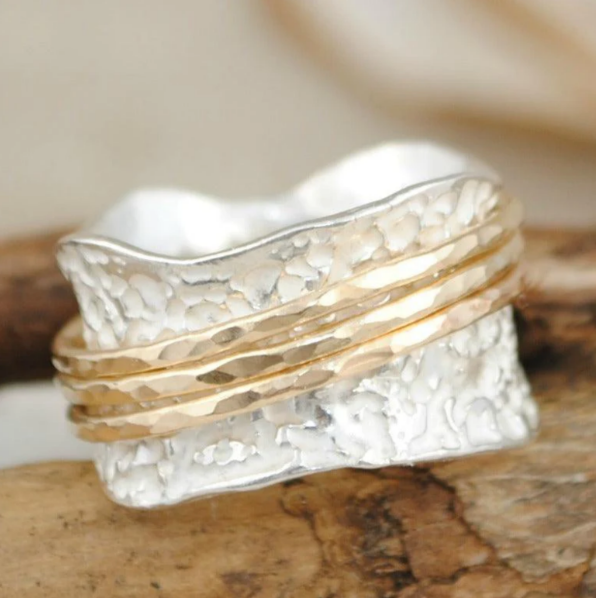 Elvira - Vintage Spinner Ring in Gold & Silver