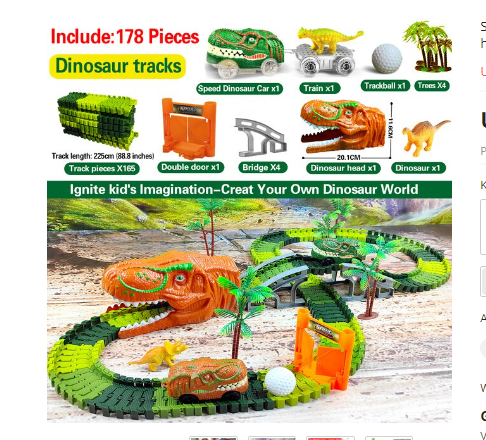 DinoExpress Train Set - Buildable Dinosaur Track Playset for Kids