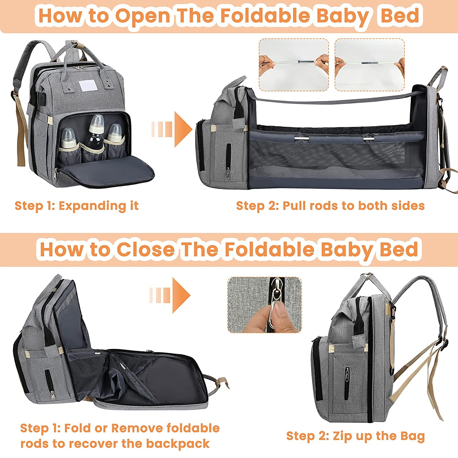 Smart Mama Diaper Bag - All-in-One Changing Backpack