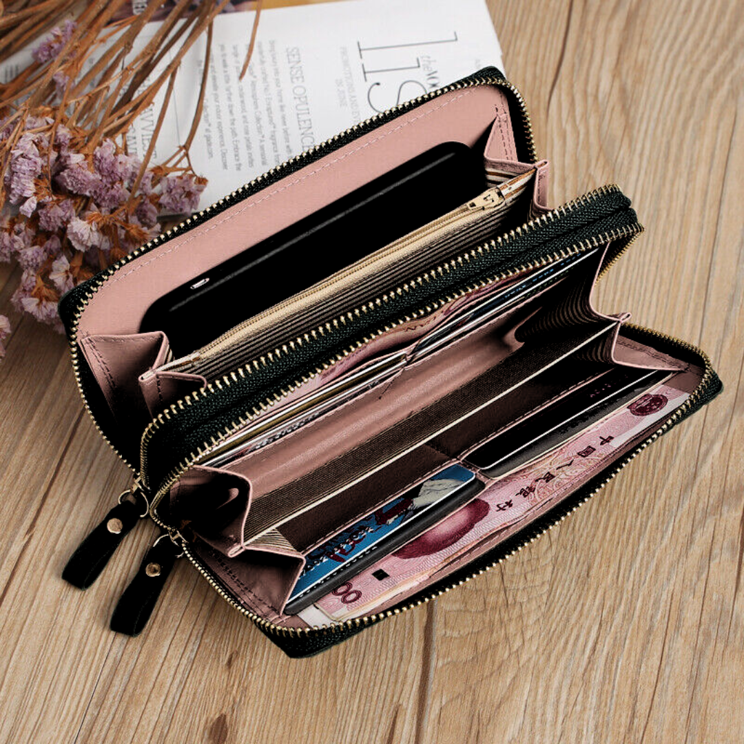 SleekWallet - Quilted Long Wallet with Wrist Strap