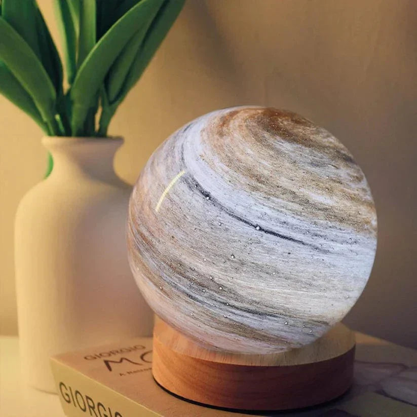 LuminaGlow Moon Lamp - USB Mood Light, Glass & Wood