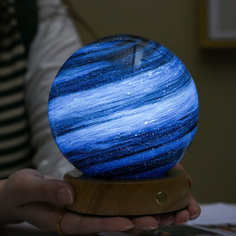 LuminaGlow Moon Lamp - USB Mood Light, Glass & Wood