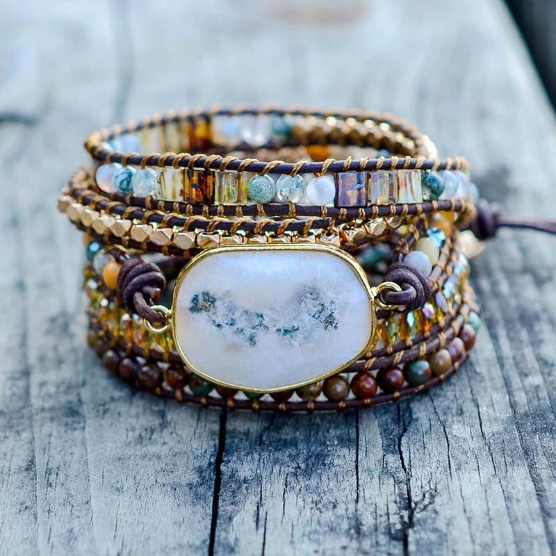 Lunara - Agate Moonlight Wrap Bracelet for Women