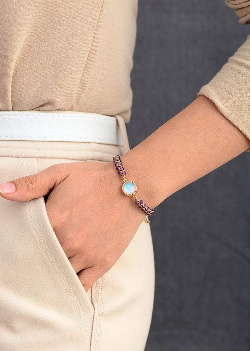 Aurielle - Amethyst & Opal Yoga Bracelet for Women