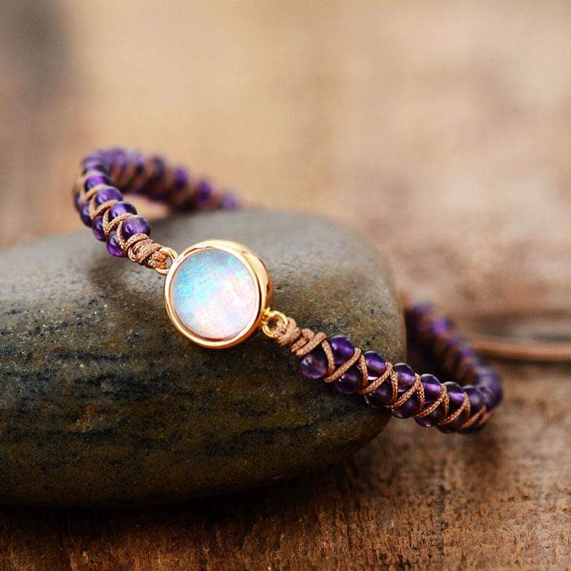 Aurielle - Amethyst & Opal Yoga Bracelet for Women