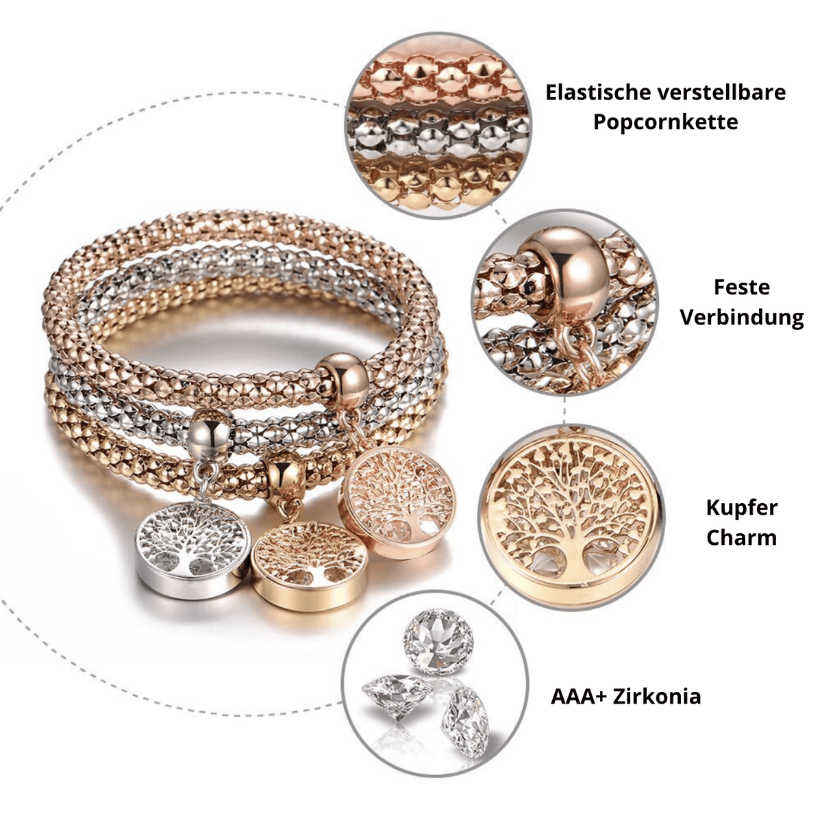 Liora - Tree of Life Bracelet Set (3-Piece) for Women