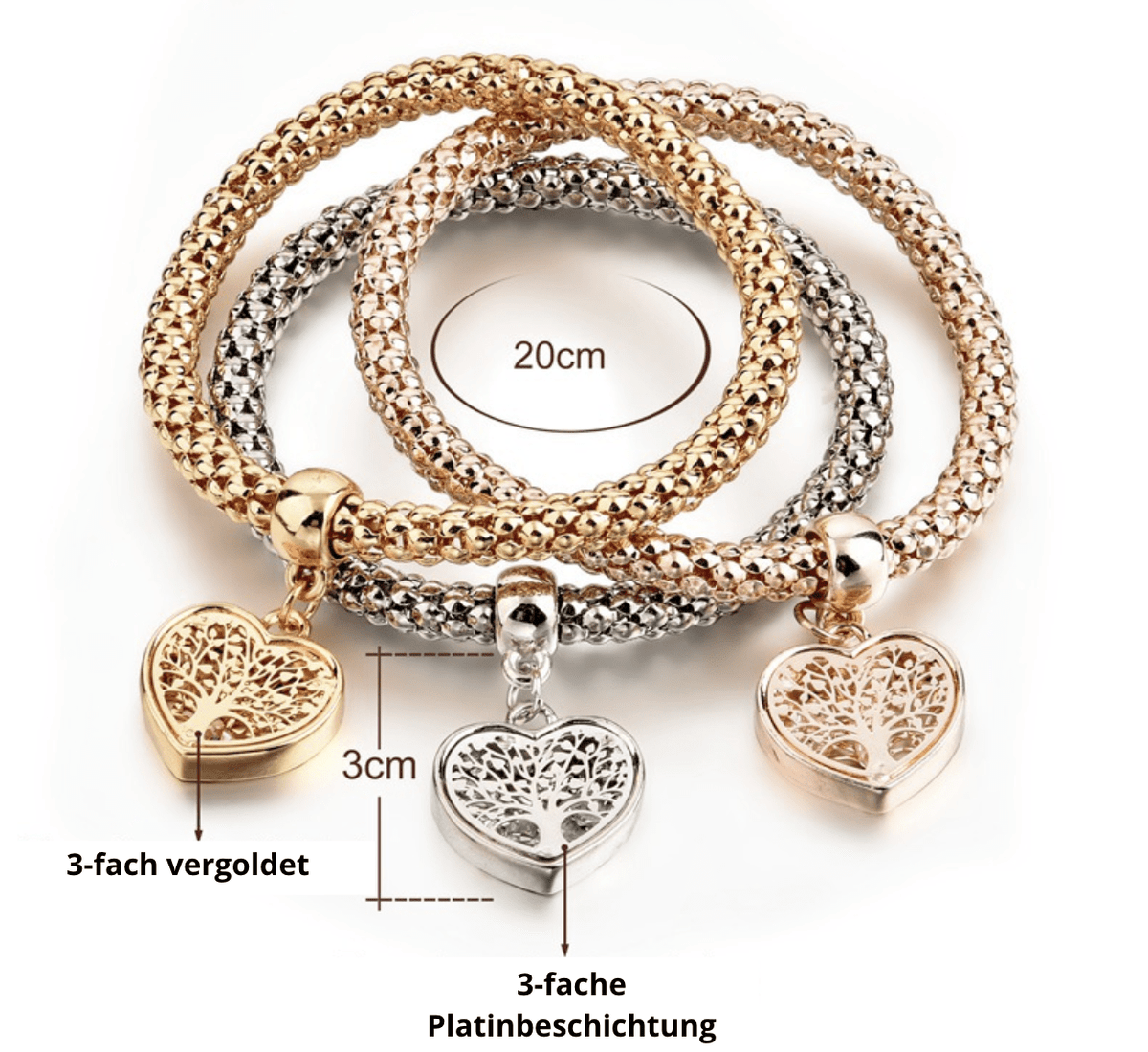 Liora - Tree of Life Bracelet Set (3-Piece) for Women