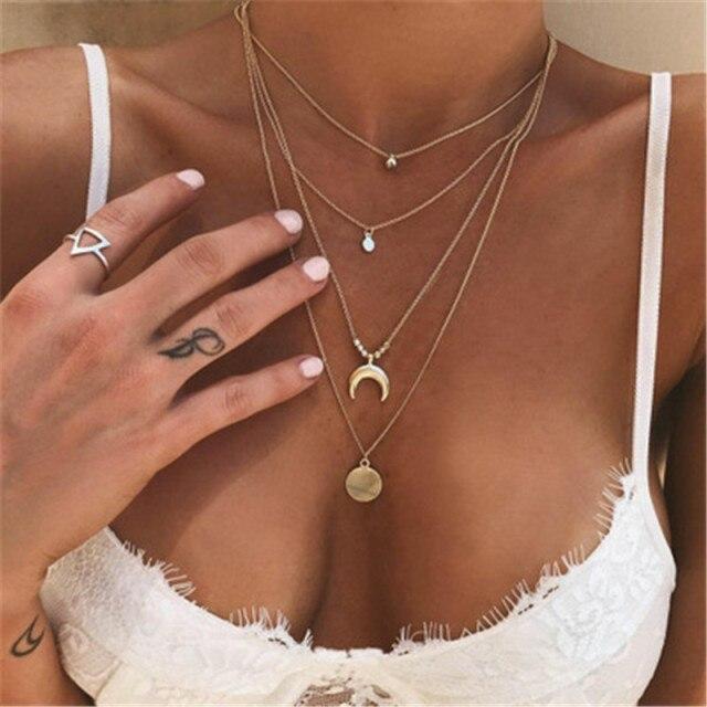 Selania - Half-Moon Layered Necklace