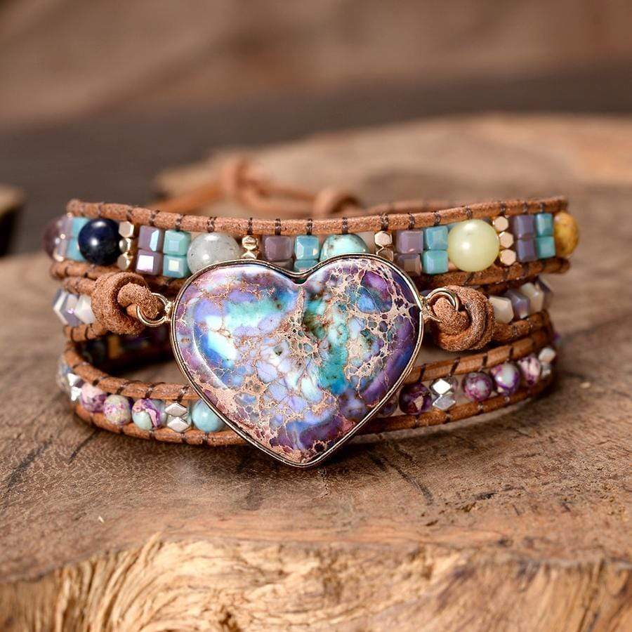 Amaris - Jasper Heart Wrap Bracelet for Women