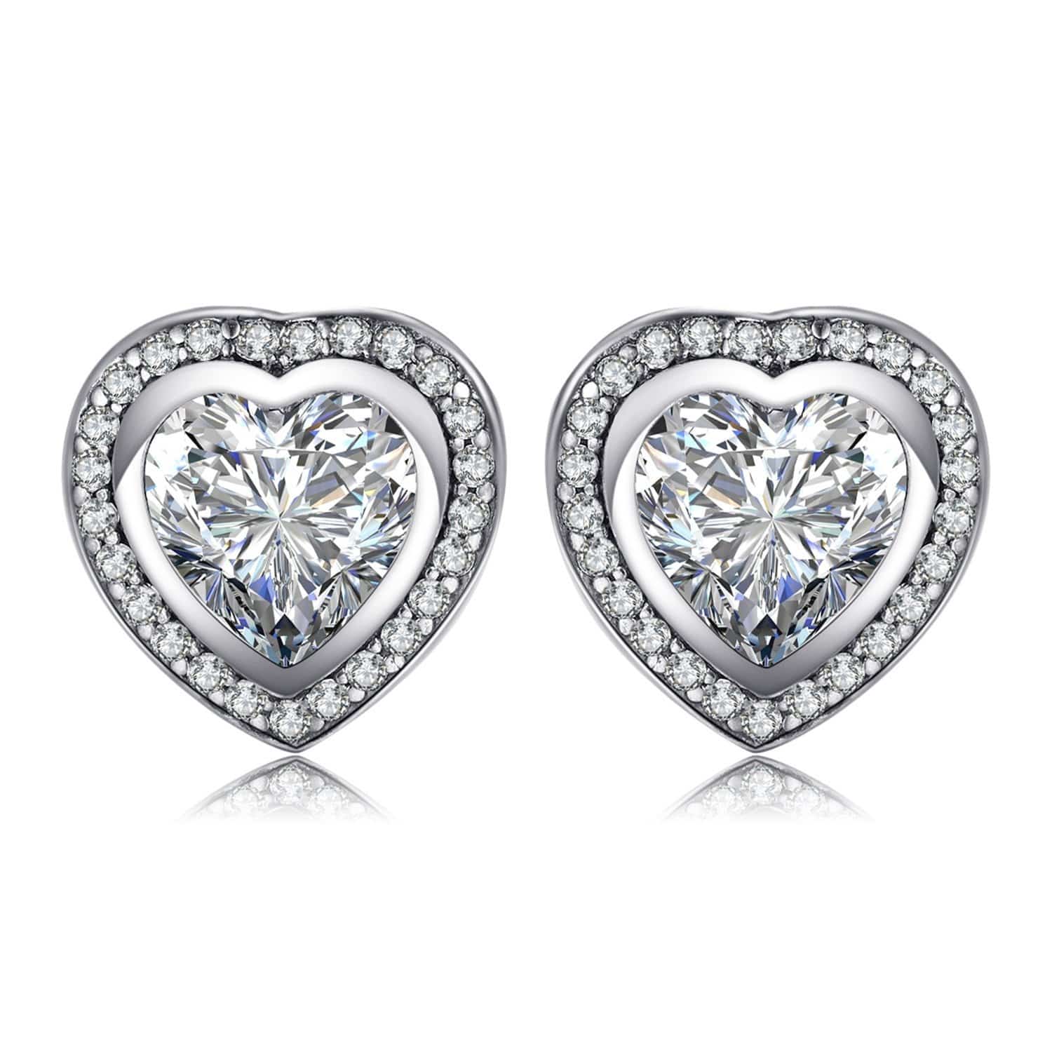 Celestia - Heart Earrings with Silver Zirconia for Women