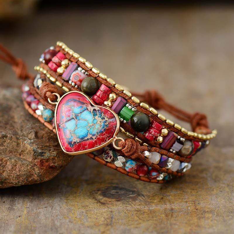 Elyra - Jasper Heart Wrap Bracelet
