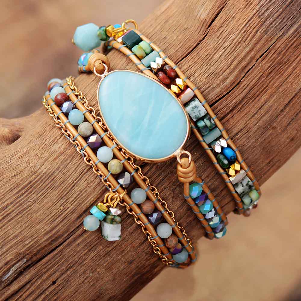Amazonite - Natural Stone Wrap Bracelet
