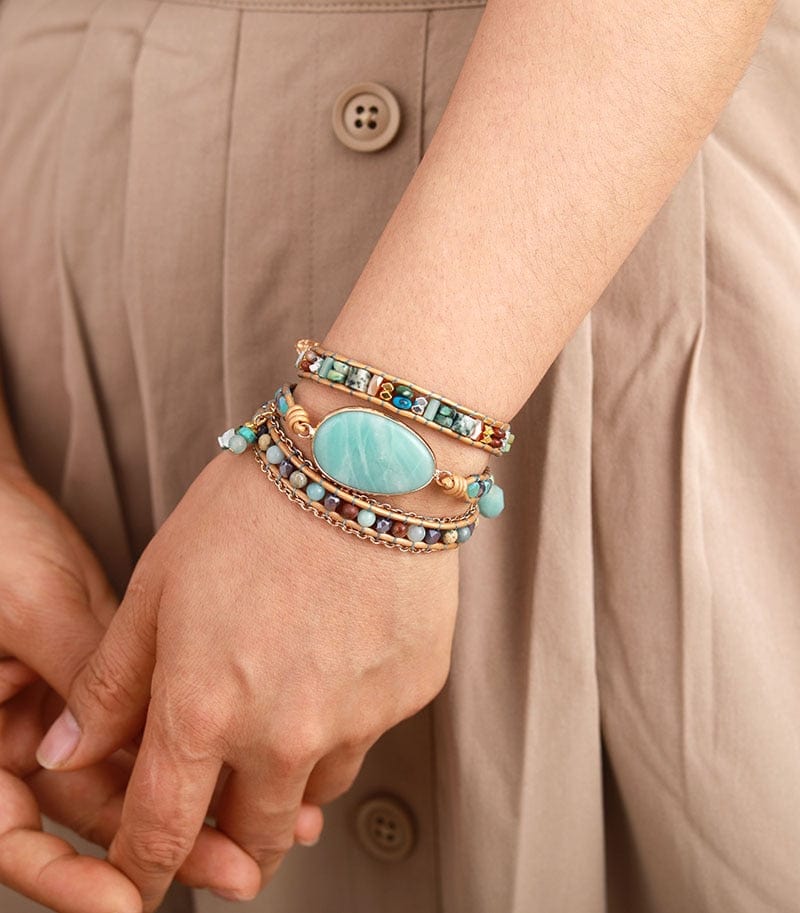 Amazonite - Natural Stone Wrap Bracelet