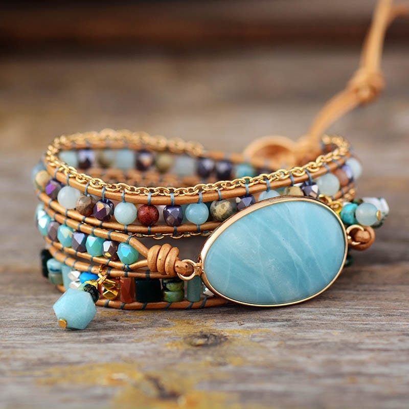 Amazonite - Natural Stone Wrap Bracelet