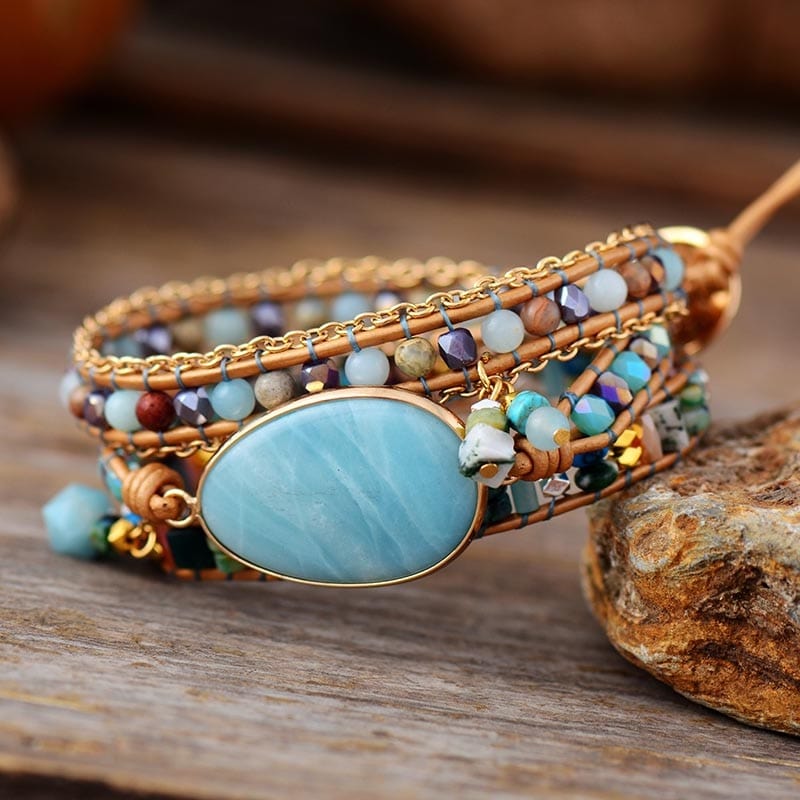 Amazonite - Natural Stone Wrap Bracelet
