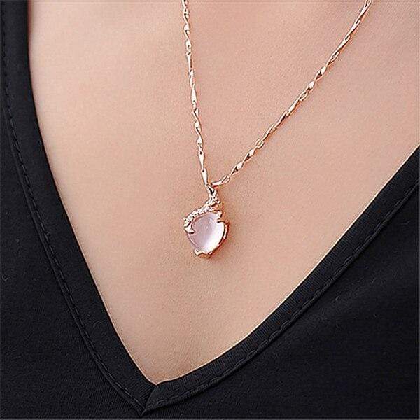 Calista - Opal Heart Pendant Necklace