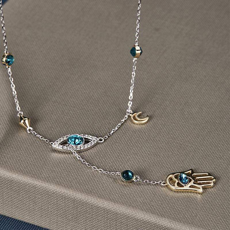 CrystalHamsa - Silver Hamsa Pendant Necklace