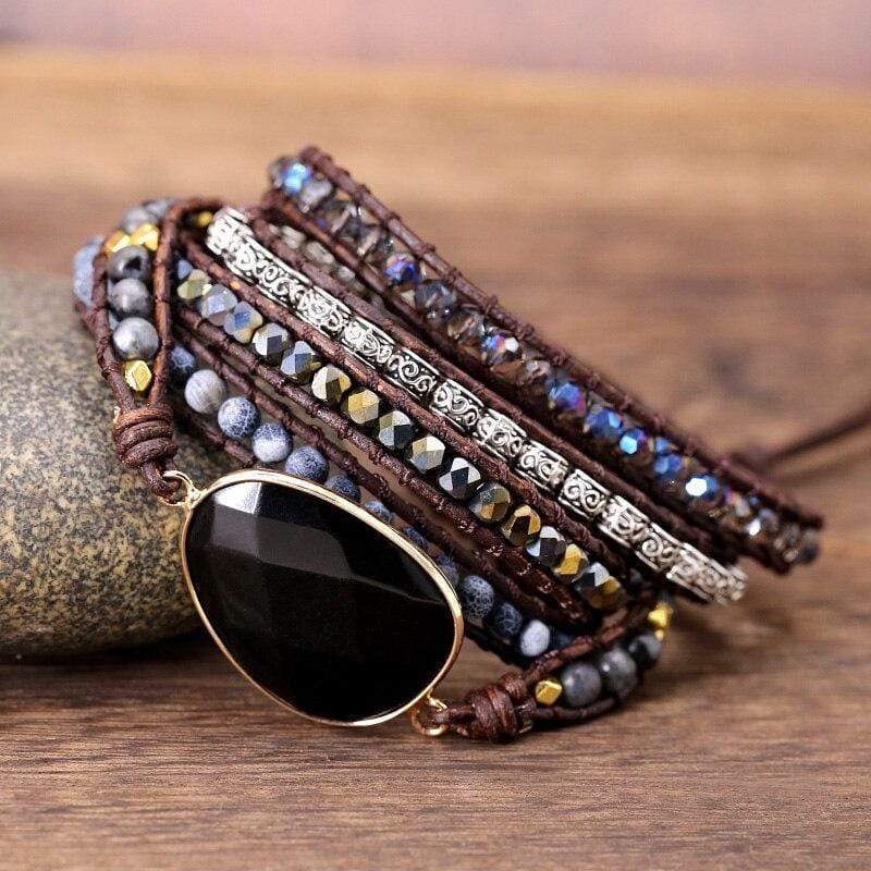 OnyxGlow - Luxe Onyx Wrap Bracelet