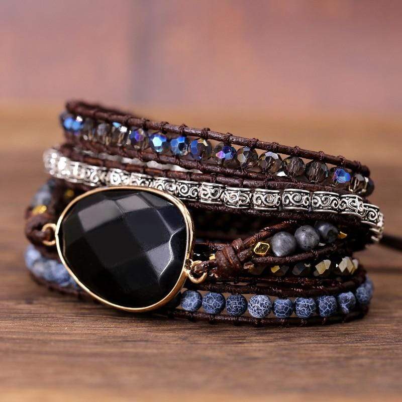 OnyxGlow - Luxe Onyx Wrap Bracelet