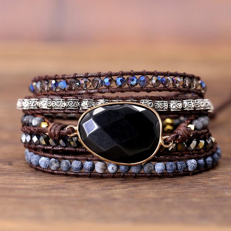 OnyxGlow - Luxe Onyx Wrap Bracelet