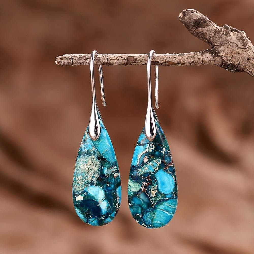 Meliora - Blue Jasper Drop Earrings for Women
