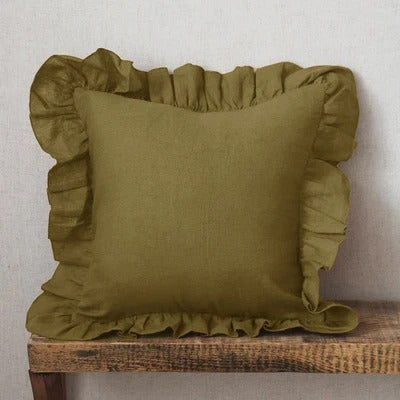 Linen Ruffle Cushion Cover - Ruffle Edge Linen