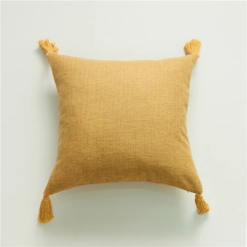 ImperialRest Linen Cushion Cover - Tasseled Accent