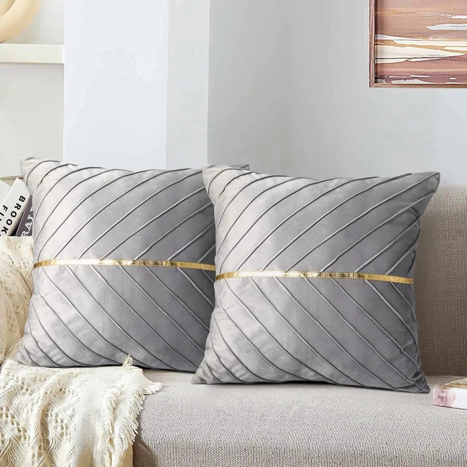 Noir Elegance Cushion Cover - Gold Sequin Velvet