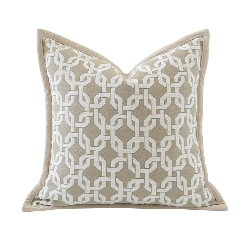 VelvetGlow Cushion Cover - Double-Sided Geometric Jacquard