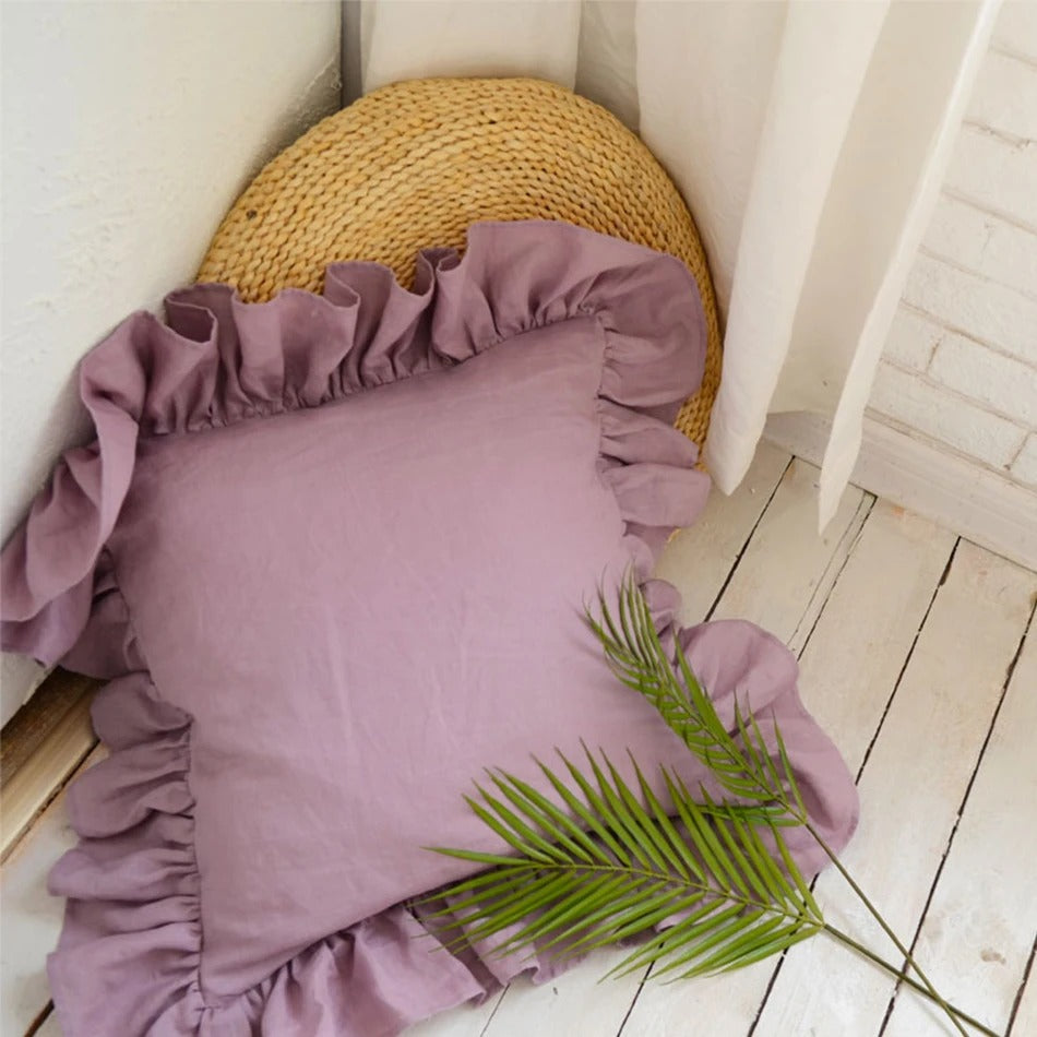 Linen Ruffle Cushion Cover - Ruffle Edge Linen