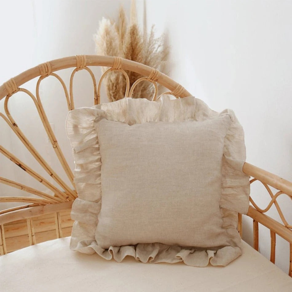 Linen Ruffle Cushion Cover - Ruffle Edge Linen