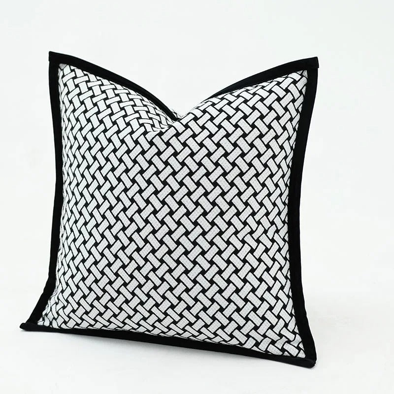 VelvetGlow Cushion Cover - Double-Sided Geometric Jacquard