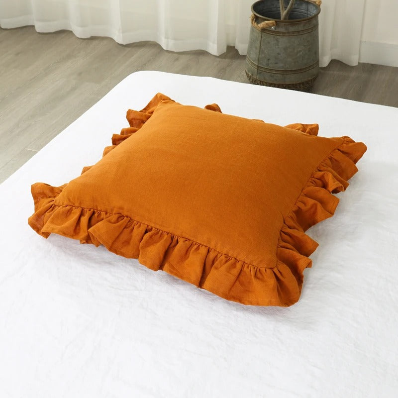 Linen Ruffle Cushion Cover - Ruffle Edge Linen