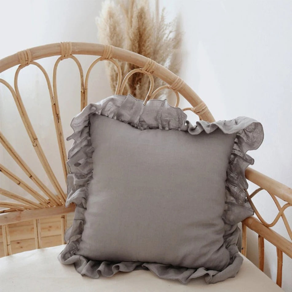 Linen Ruffle Cushion Cover - Ruffle Edge Linen