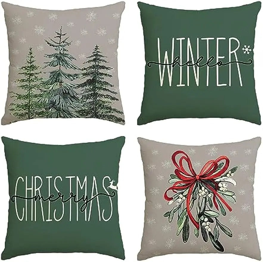 Festive Christmas Cushion Cover - Christmas Tree Winter