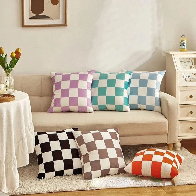 Checkered Cushion Cover - Trendy Decorative Pillow