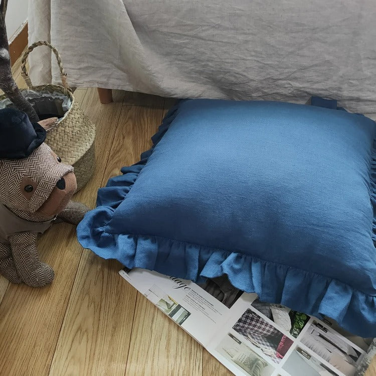Linen Ruffle Cushion Cover - Ruffle Edge Linen